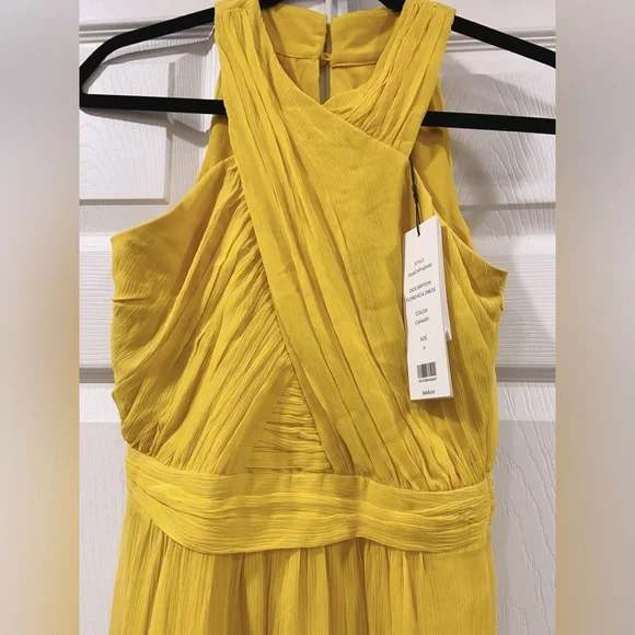 NWT $698 Veronica Beard Women's Yellow Florencia Silk Tiered Gown Dress - Picture 7 of 11